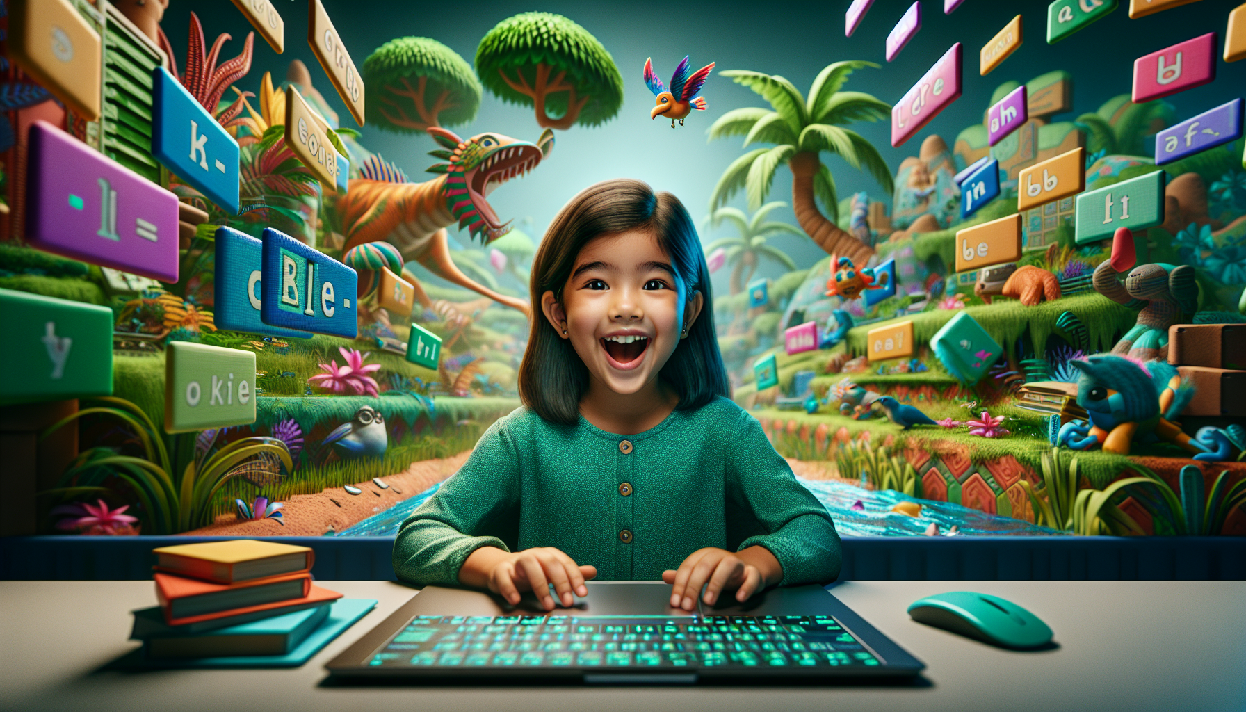 Child learning speech with Peekadee in a fun, interactive environment